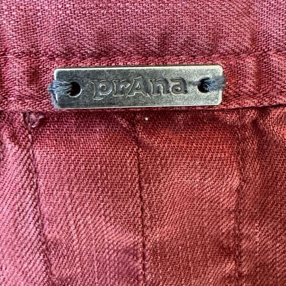 Prana Doryan Shirt Dress Women's Large Vino Button Front Roll Tab Sleeve Tencel - Picture 3 of 9